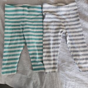 Baby Boden Striped Kids Leggings - Teal and Gray
